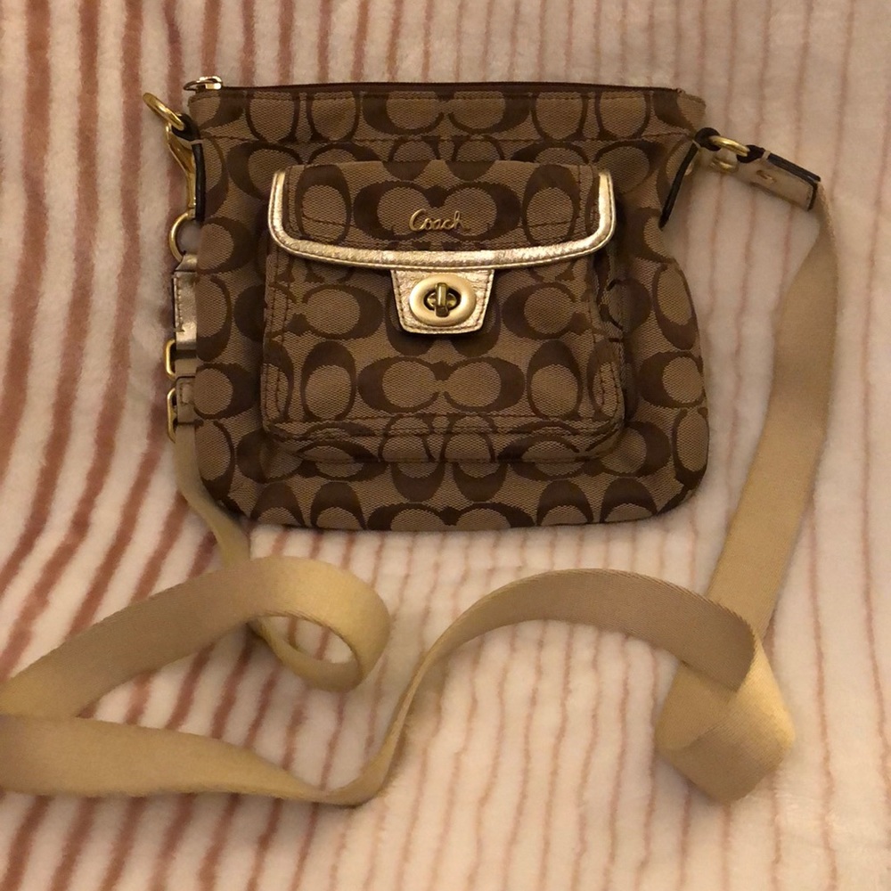 Coach Small Brown and Gold Crossbody